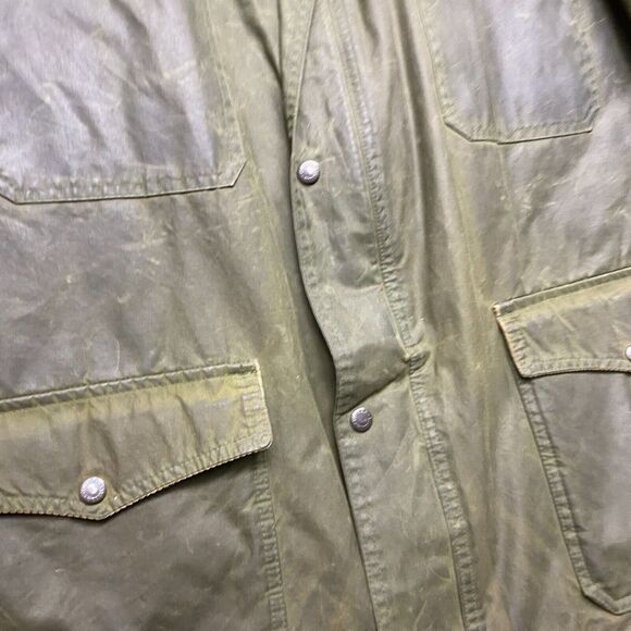 VINTAGE Viyella Jacket 42 Olive Green Wax Coat Empire Collection England Made - Picture 3 of 16